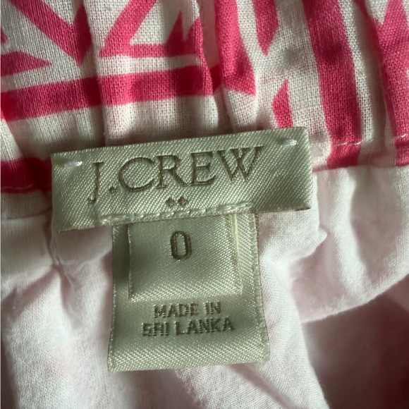 J. Crew Linen Blend Pink White Geometric Patterned Lined Skirt w/ pockets Sz 0 - Picture 9 of 11